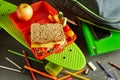 School lunch break with wholegrain cheese sandwich