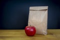 Delicious and healthy school lunch with paper bag Royalty Free Stock Photo