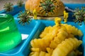 School Lunch Coronavirus Hazmat Royalty Free Stock Photo