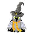 SCHOOL OF MAGIC. OWL In a mantle and a magic talking hat. Hogwarts Royalty Free Stock Photo