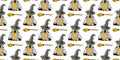 SCHOOL OF MAGIC. OWL In a mantle and a magic talking hat. Hogwarts. Harry Potter Seamless Pattern Royalty Free Stock Photo