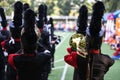 School marching band play music and parade