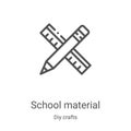 school material icon vector from diy crafts collection. Thin line school material outline icon vector illustration. Linear symbol