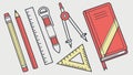 School and Math Supplies Set with Compass and Ruler Vector Art, vector design Generative AI Royalty Free Stock Photo