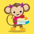 School monkey girl with book 02