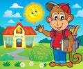 School monkey theme image 3 Royalty Free Stock Photo