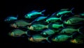 School of multi colored fish swim in reef generated by AI Royalty Free Stock Photo