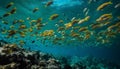 School of multi colored fish swim in reef generated by AI Royalty Free Stock Photo