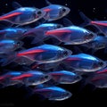 School of Neon Tetras - Stunning Aquatic Life Stock Image