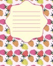 School notebook cover postcard invitation strawberry template