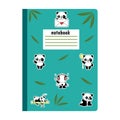 School notebook with panda. Cute panda on note pad Vector illustration Royalty Free Stock Photo