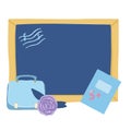 School objects on a white background. Vector illustration. School board, notebook, book, pen