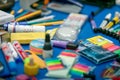 School and office stationary. Office supplies.