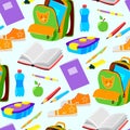 School or office supplies educational accessories vector illustration seamless pattern background Royalty Free Stock Photo