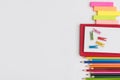 School and office supplies frame, on white background Royalty Free Stock Photo