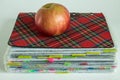 School supplies and Apple close-up Royalty Free Stock Photo