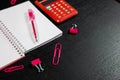 School and office supplies on office table. Male or boyish still life on the topic of school, study, office work Royalty Free Stock Photo