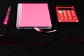 School and office supplies on office table. Male or boyish still life on the topic of school, study, office work