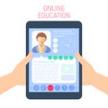 School and online education concept vector flat illustration. Royalty Free Stock Photo