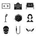 School orchestra icons set, simple style