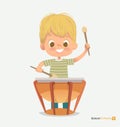 School Orchestra Smile Boy Play Beats Drum Sticks