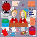 School pattern. education background. cartoon design Royalty Free Stock Photo