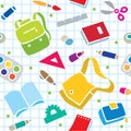 School pattern with education supplies