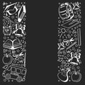 School pattern. Vector doodle style icons. Mathematis, astronomy, geography, biology, physics. Royalty Free Stock Photo