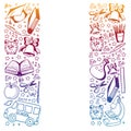 School pattern. Vector doodle style icons. Mathematis, astronomy, geography, biology, physics. Royalty Free Stock Photo