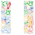 School pattern. Vector doodle style icons. Mathematis, astronomy, geography, biology, physics. Royalty Free Stock Photo