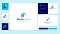 School plan logo design with editable slogan. Branding book and business card template.