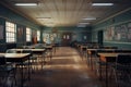 A school in a poor country. The schoolroom is empty