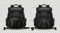 School pouch with drawstrings for clothes and shoes, black knapsacks with strings, empty and full, isolated on Royalty Free Stock Photo