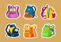 Colorful school backpacks for kids, stickers