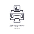 school printer outline icon. isolated line vector illustration from general collection. editable thin stroke school printer icon