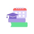 School program schedule vector flat color icon