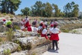 School pupils visiting Greek theatre of Syracusa, Italy