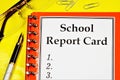 School report card for information. the subjects studied are listed and final grades are given for the periods of study at the Royalty Free Stock Photo