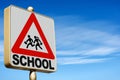 School Road Sign - Pedestrian Crossing Roadside Warning Sign Royalty Free Stock Photo