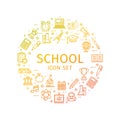 School Round Design Template Thin Line Icon Concept. Vector