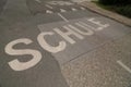 School route marking in german Schule on the road