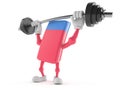 School rubber character lifting heavy barbell