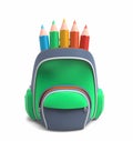 School rucksack with pencils Royalty Free Stock Photo