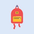 School rucksack semi flat RGB color vector illustration