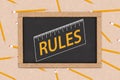 School Rules word message on grunge chalkboard Royalty Free Stock Photo