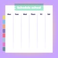 School schedule. Minimalist weekly planner. Sheet of paper with the days and stickers to put the hours. Back to school. Vector Royalty Free Stock Photo