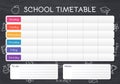 School schedule. Timetable for lessons on blackboard. Vector illustration Royalty Free Stock Photo