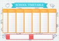 School schedule. Timetable for lessons. Student plan template. Vector illustration