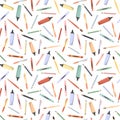 School seamless pattern with cartoon writing supplies. Graphic for wallpaper, scrapbooking