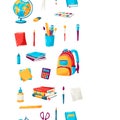 School seamless pattern with education items. Illustration of supplies and stationery background. Royalty Free Stock Photo